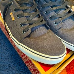 Men’s vans dark charcoal gray with white bottoms